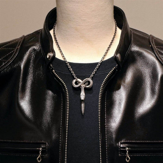 Mens Fashion Casual Personality Infinite Snake Scale Pendant Necklace - Mubimart