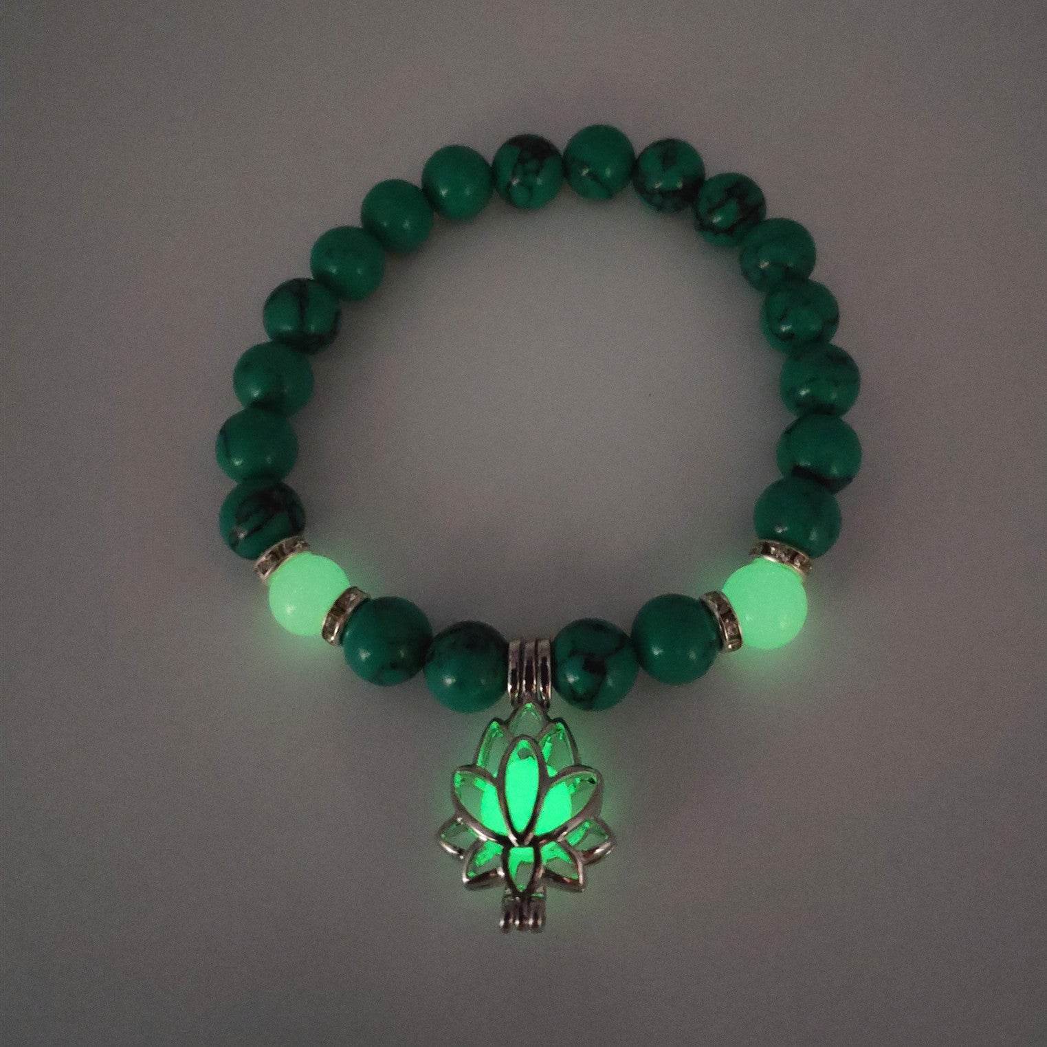 Energy Luminous Lotus Natural Stone Bracelet Yoga Healing Luminous Glow In The Dark Charm Beads Bracelet For Men Women Prayer Buddhism - Mubimart