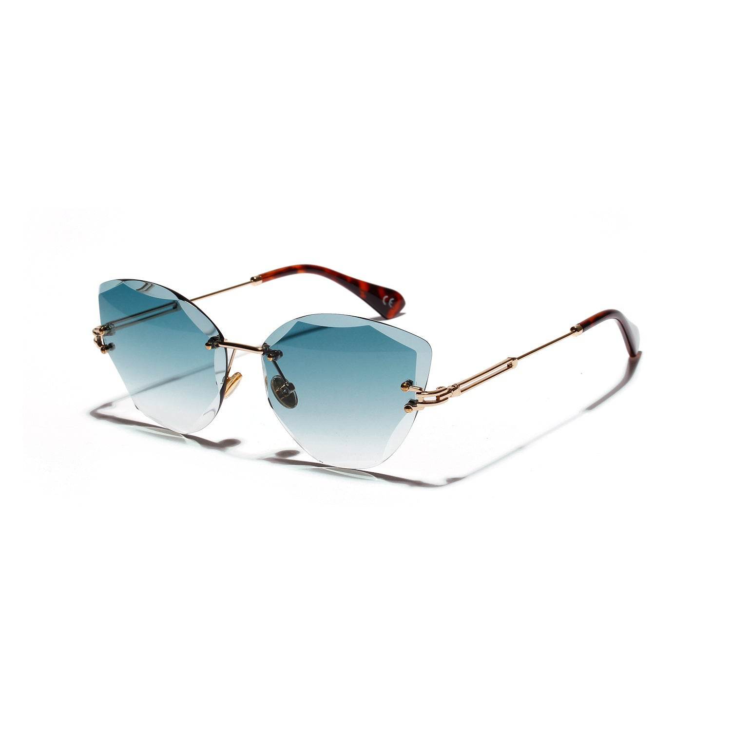 Cat Eye Retro Sunglasses Women Diamond Cut Glasses - Mubimart