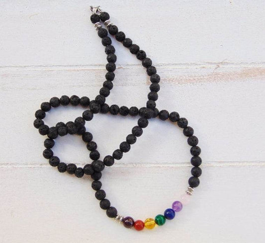 Men charm Necklace Black Lava - Mubimart