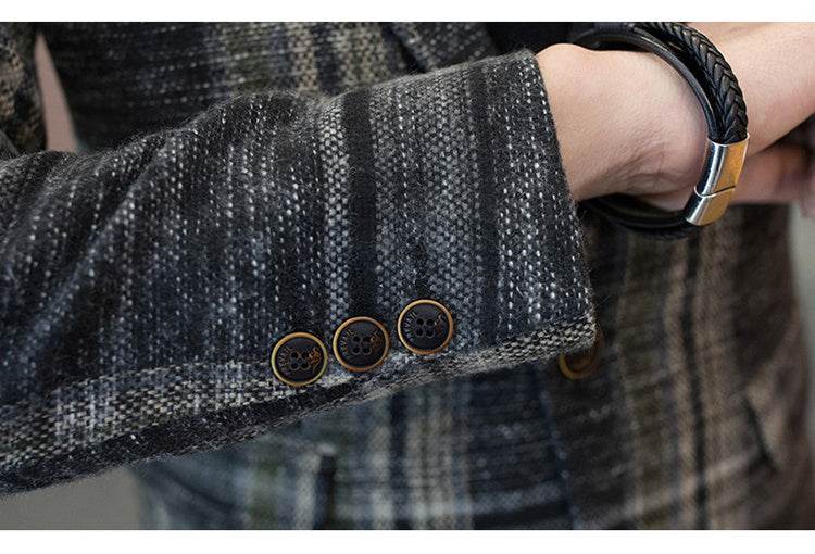 Men Blazer Slim Fit Designs Male Plaid Blazer - Mubimart