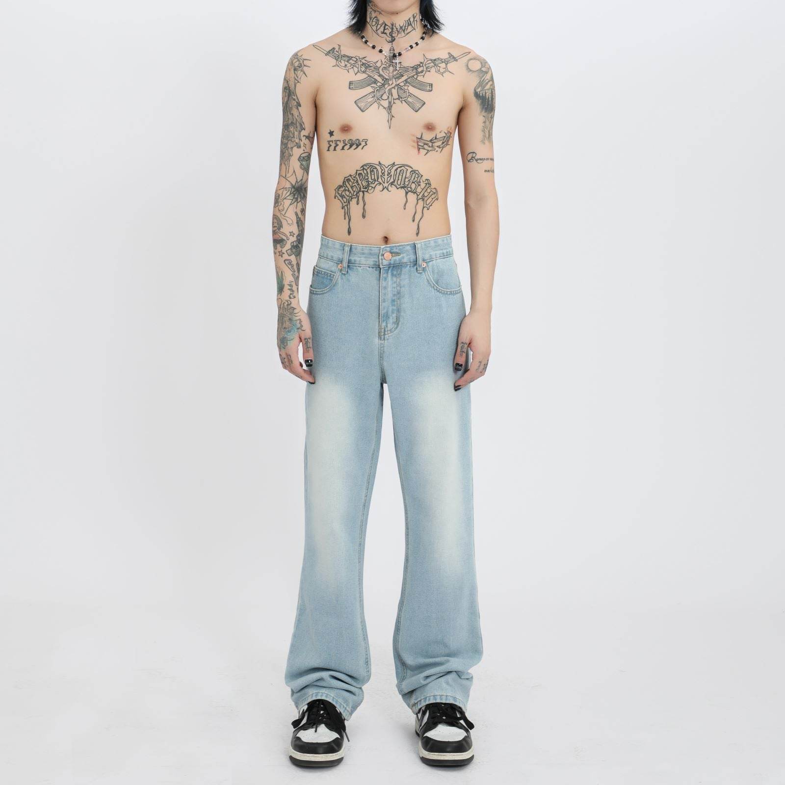 Ice Blue Jeans High Street Distressed Bootcut Trousers - Mubimart