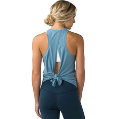 Women Backless Yoga Tank Top Shirts Sleeveless Off Shoulder Sports T Shirt Backless Crop Tops Racerback Gym Workout Clothes - Mubimart -  