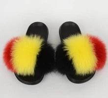 Fox fur slippers flip flops - Mubimart
