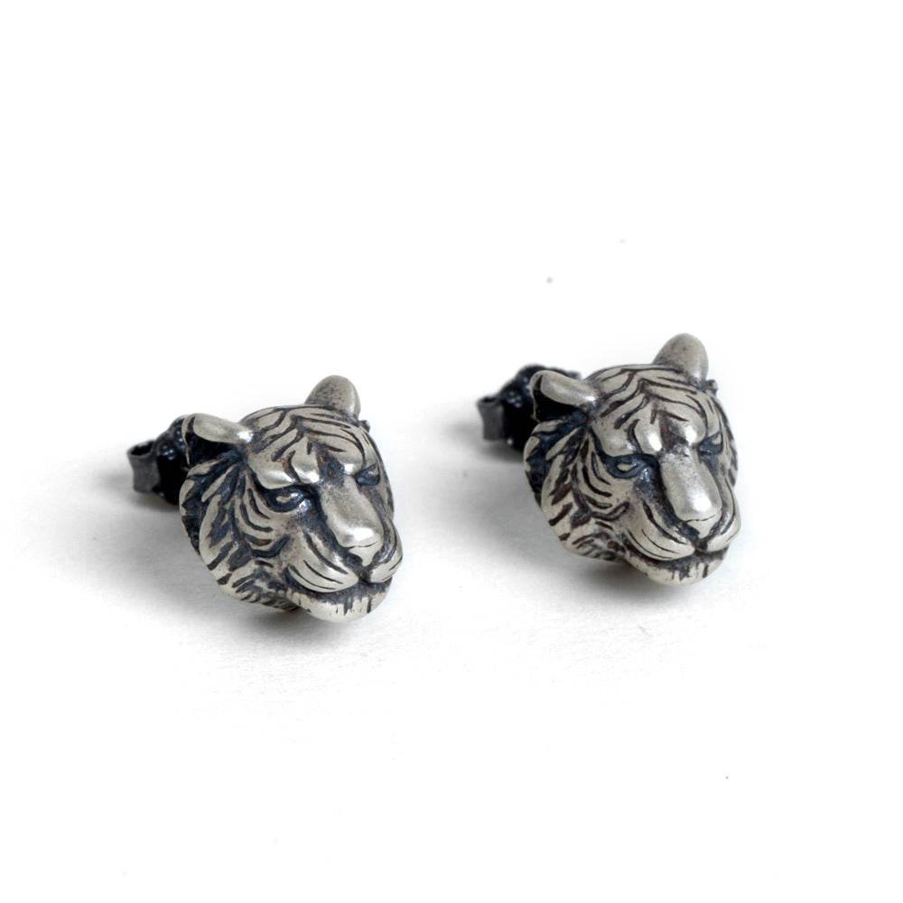 Dark Series S925 Silver Retro Stereo Animal Earrings For Men And Women Tiger Rabbit Shapi Dog Hairless Cat Earrings - Mubimart