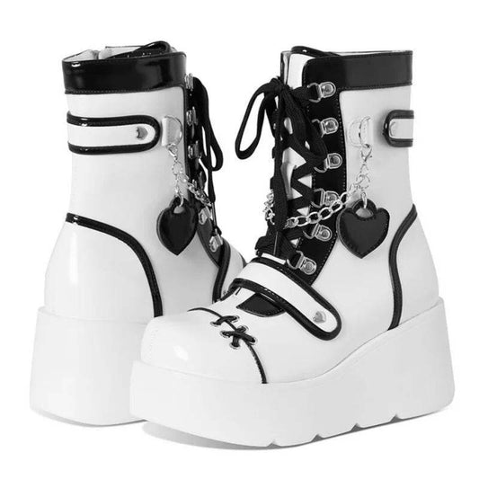 Motorcycle Mid-calf Female Thick Bottom Boots - Mubimart