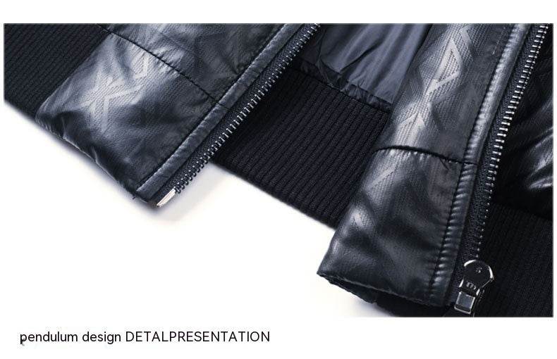 Down Jacket Men's Stand Collar Knitted Sleeve Casual Duck Down Coat - Mubimart