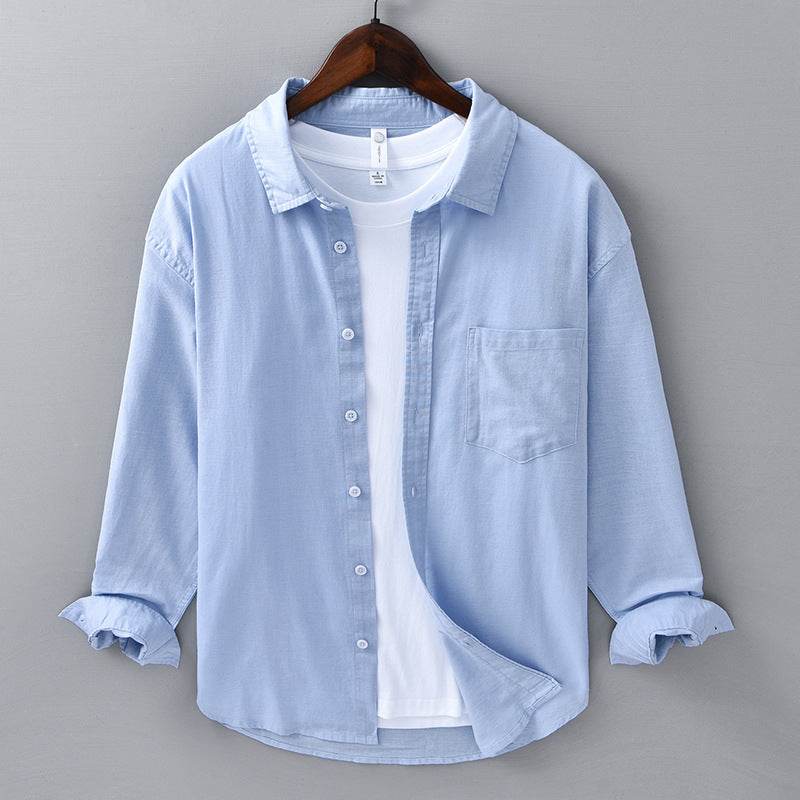 Long LinenMens Linen Shirts Sleeves Casual All-matching Cotton Linen Shirt - Mubimart