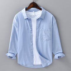 Long LinenMens Linen Shirts Sleeves Casual All-matching Cotton Linen Shirt