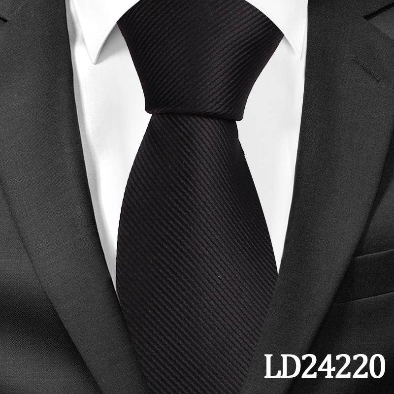 Pinstripe Classic Plain Polyester Tie Set Fashion 6cm Solid Color Linen Cotton Necktie Bright Ties Pin Clips Clasp Colourful For Men's Clothing Accessories - Mubimart