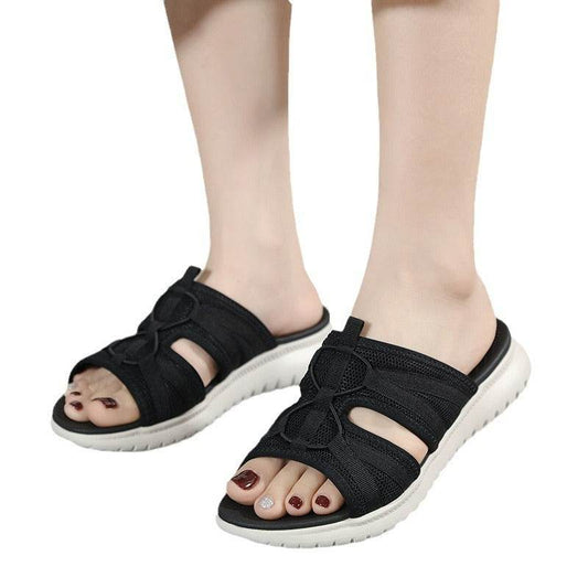 Sports MD Casual Women's Sandals Pure Color Comfort Plus Size Sandals - Mubimart