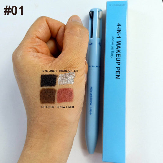 Four-in-one Cosmetic Brush Four-color Lip Liner Highlight Eyeliner Eyebrow Pencil - Mubimart