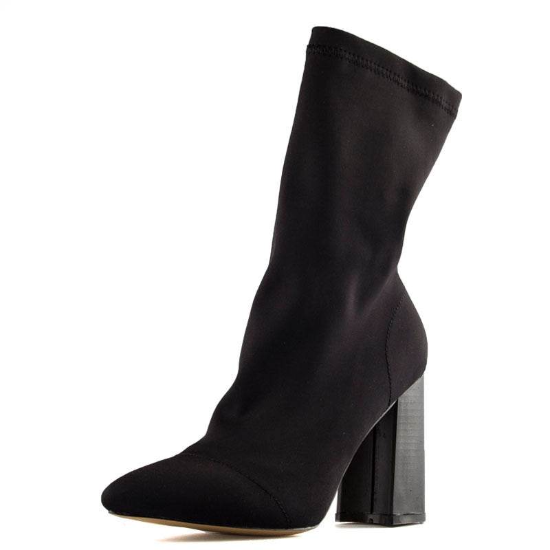 Wool stretch boots women thick heel sock boots ankle boots - Mubimart