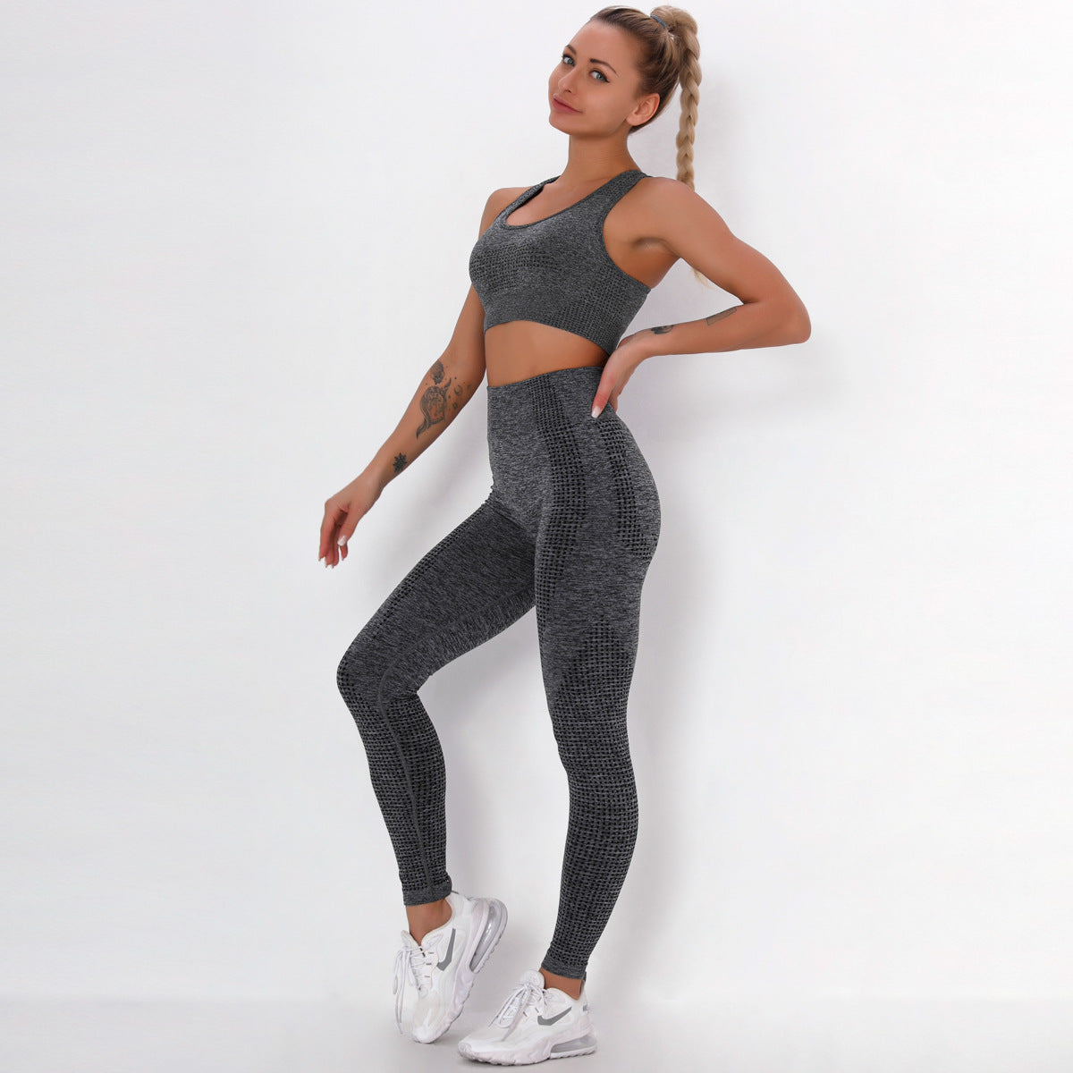 Seamless knitted yoga workout clothes - Mubimart -  