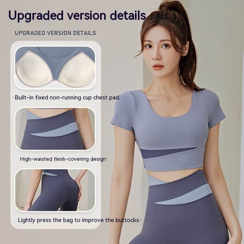 Women's One-piece Chest Pad Top Pants Workout Clothes Suit - Mubimart