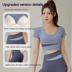 Women's One-piece Chest Pad Top Pants Workout Clothes Suit - Mubimart -  