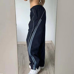 Offset Side Flanges Casual Sweatpants