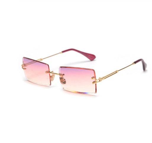 Rimless Rectangle Sunglasses Square Fashion Hip-hop Sunglasses Tide Ins Retro Street Beat Cut Edge Sunglasses - Mubimart
