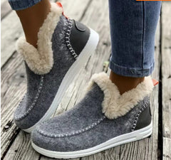 Fleece-lined Thick Plush Boots Warm Sewing Flat Cotton Shoes Winter Ankle Boot