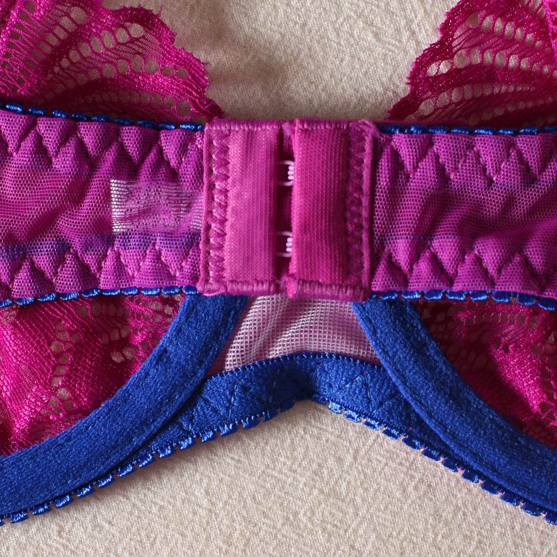 Lace Contrast Color Belt Leg Ring Garter Underwear Set - Mubimart