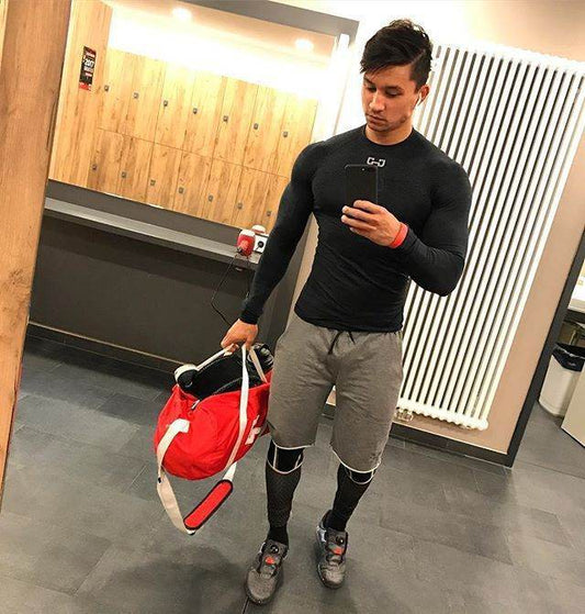Workout Exercise T-shirt High Elastic Tights Long Sleeve Bottoming Shirt - Mubimart