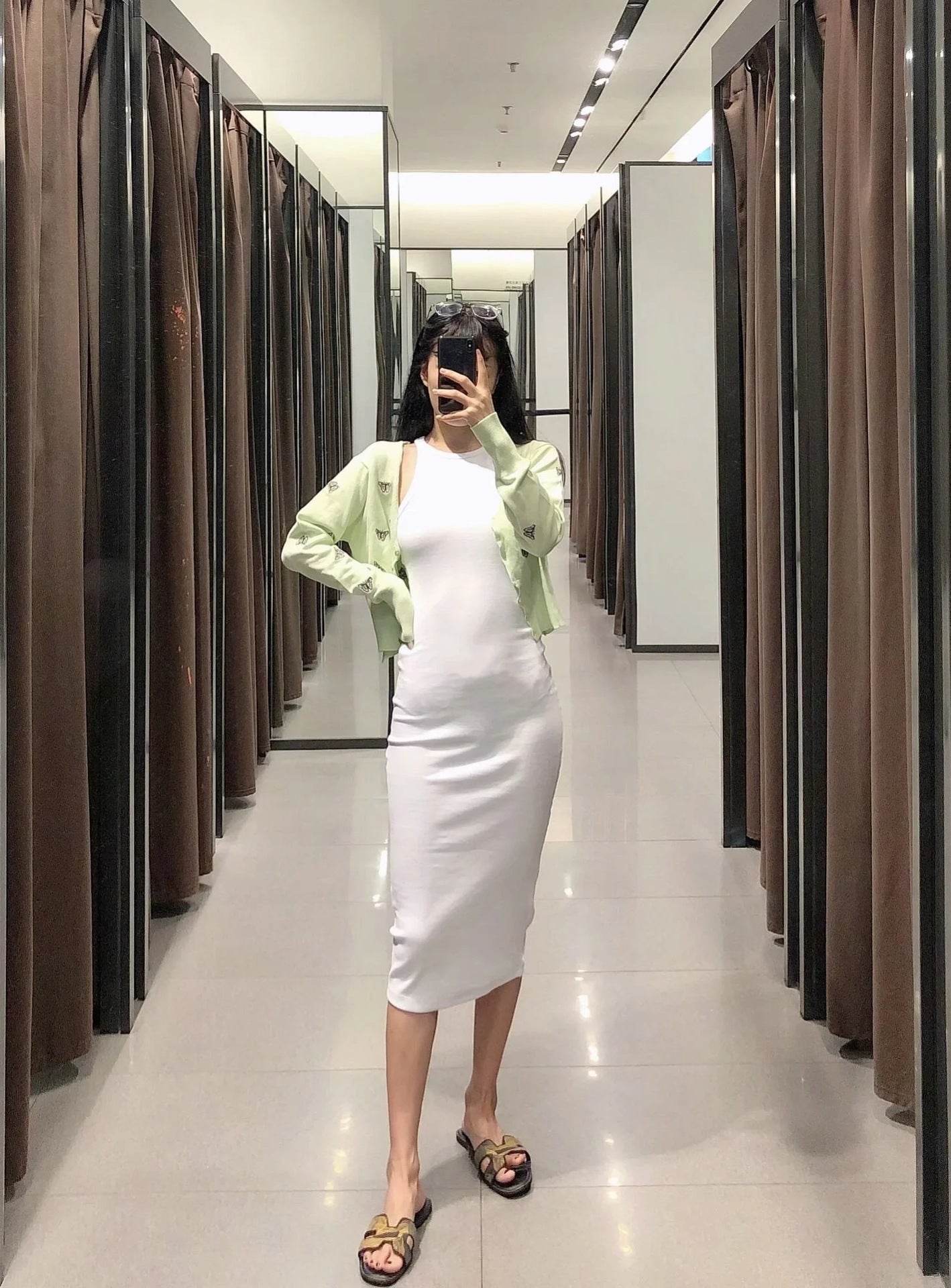 Women Fashion Butterfly Embroidery Cropped Knitted Blouses Vintage - Mubimart