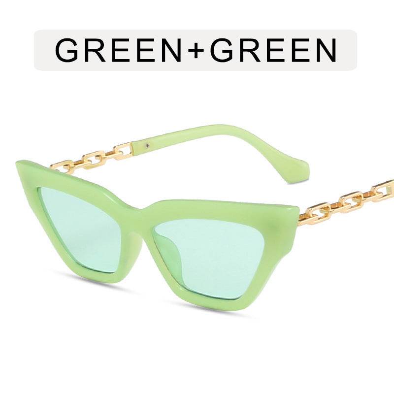 Chain Leg Cat Eye Sunglasses For Women - Mubimart
