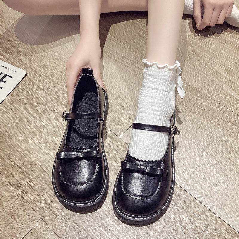 Cute Bow Mary Jane Small Leather Shoes Women - Mubimart