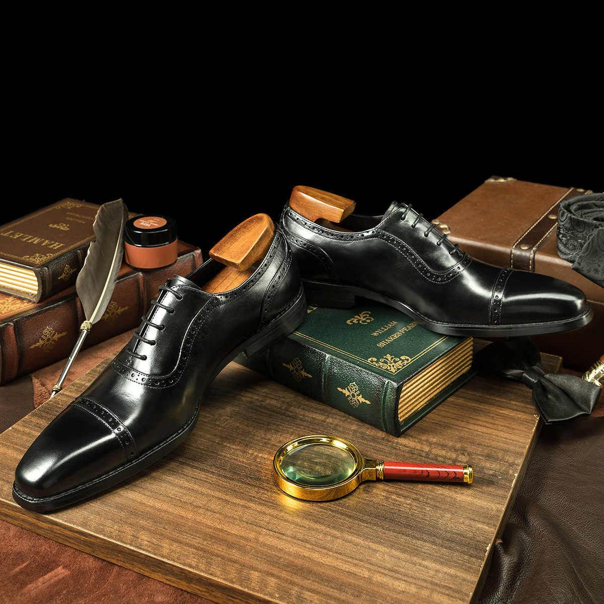British Style Men's Business Leather Oxford Shoes - Mubimart