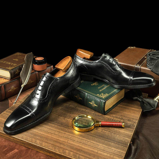 British Style Men's Business Leather Oxford Shoes - Mubimart