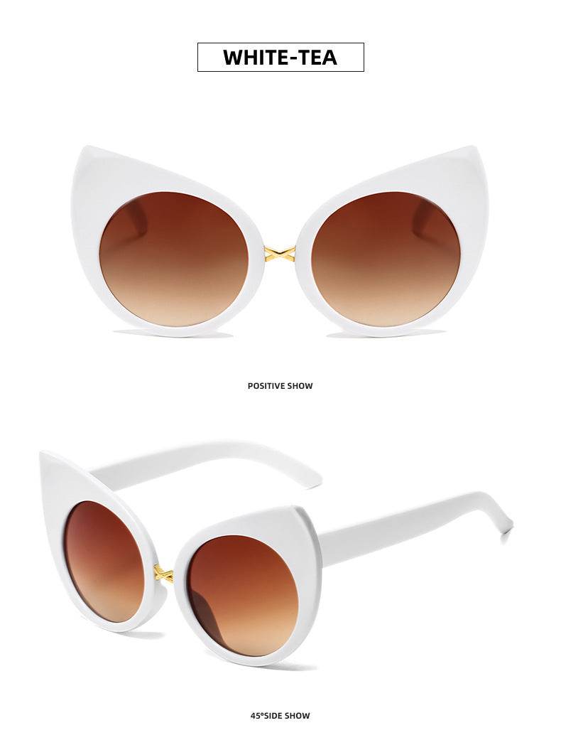 Women's Retro Cat Eye Sunglasses Large Rim Sunglasses - Mubimart