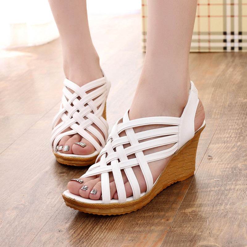 Fishbill Wedge Sandals - Mubimart