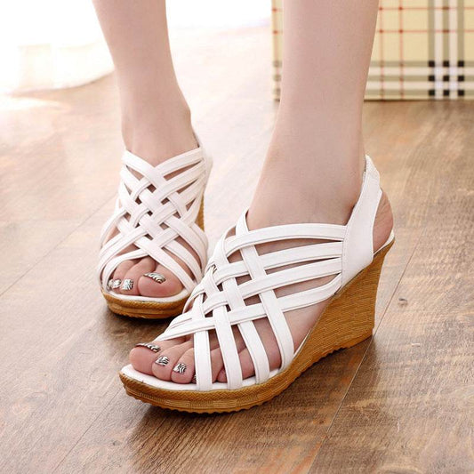 Fishbill Wedge Sandals - Mubimart