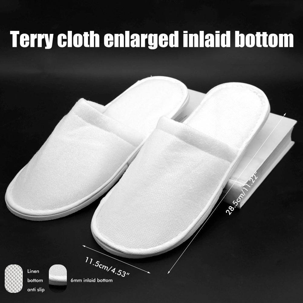 Fleece Slippers One Time Non Slip Thick Spa Slippers for Home Hotel Travel Party Guest - Mubimart