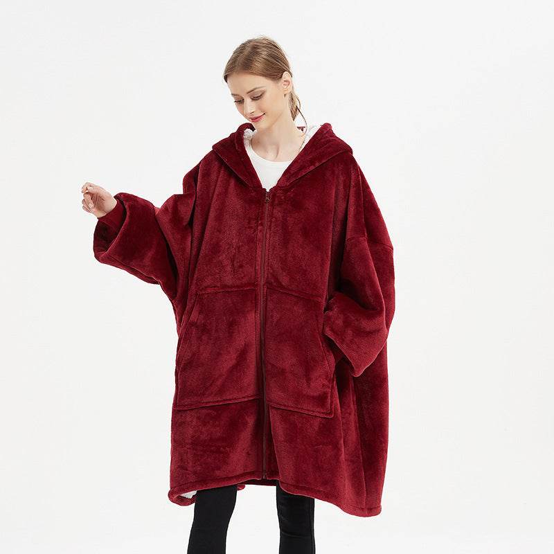 Plus Size Robe Winter Wearable Blanket Sweatshirt Women Men Warm And Cozy Giant Blanket Hoodie Home Clothes - Mubimart