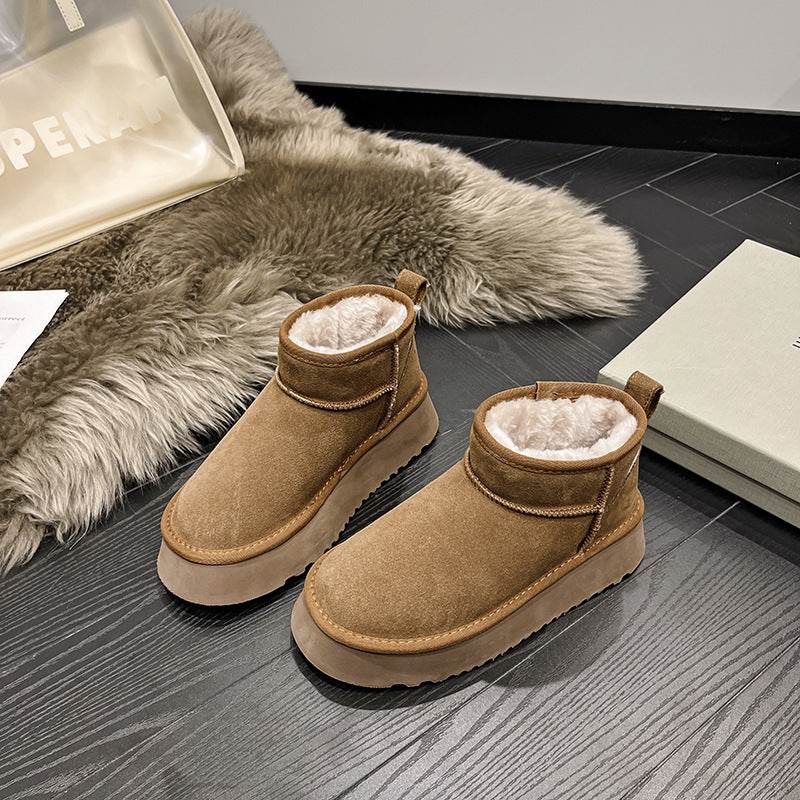 Genuine Leather Snow Boots Short Boots - Mubimart