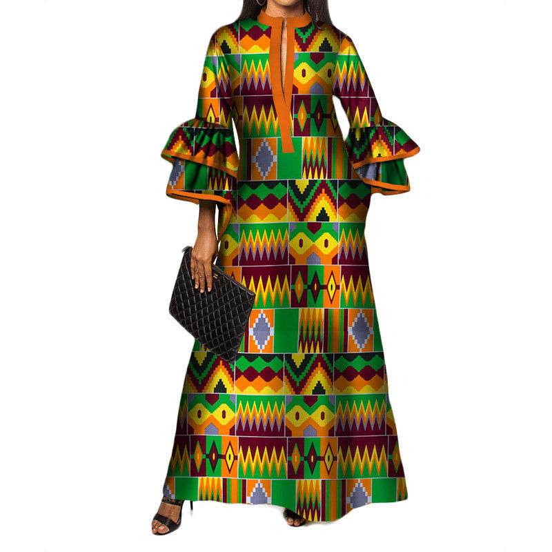 Women's Print Fashion Cotton Formal Dress - Mubimart