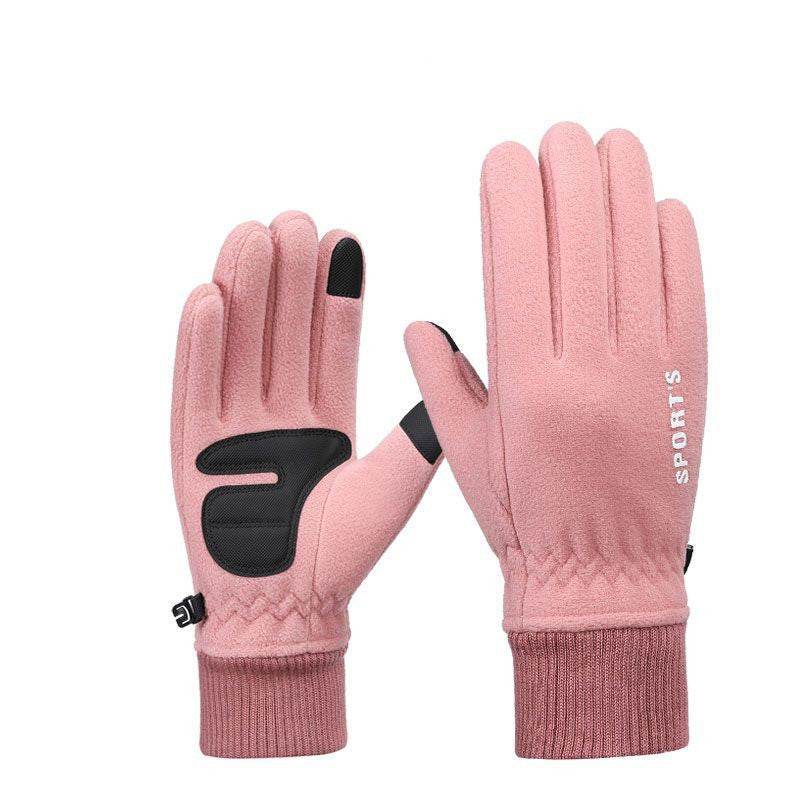 Outdoor Ski Riding Gloves Winter Polar Fleece Flip Cover Winter Gloves Men And Women Plus Velvet Thickened Warm Touch Screen Gloves - Mubimart