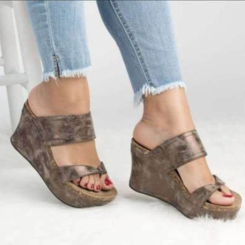 Wedge Flip-Flop Sandals - Mubimart