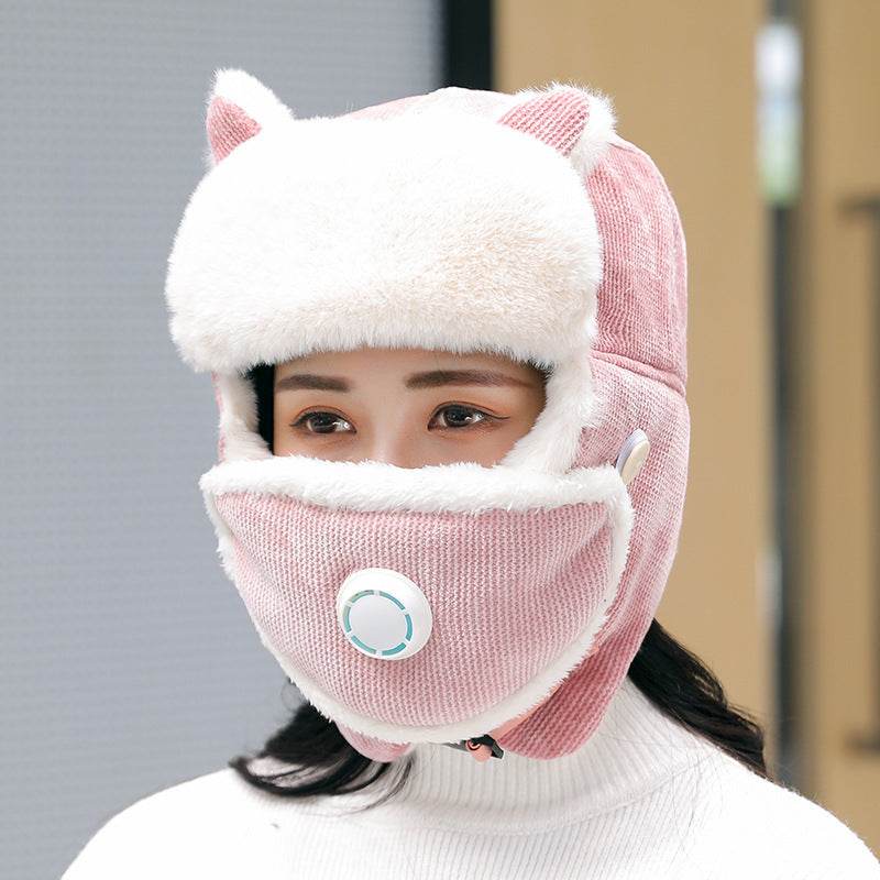 Simple Anti-fog Girl Bomber Hats Caps Women Russian Trapper Hat Trooper Earflap - Mubimart