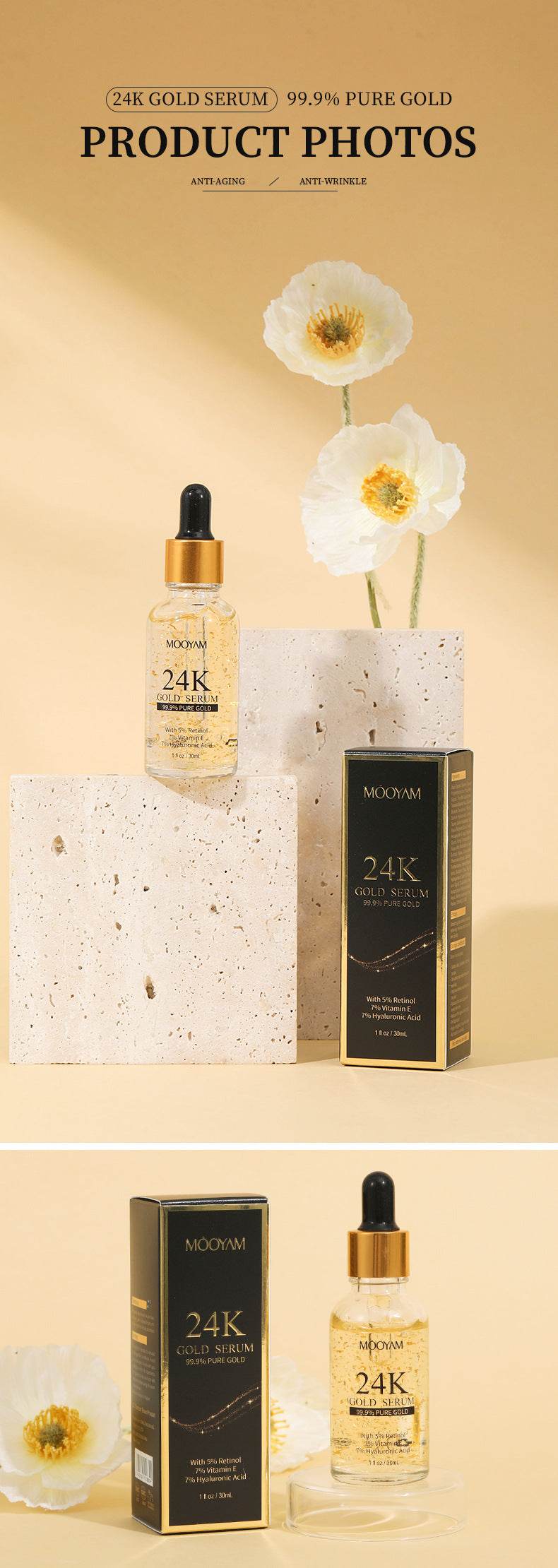 24K Gold Foil30mL Vitamin E Retinol Anti-wrinkle The Lifting Face Serum - Mubimart