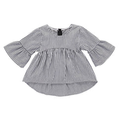 Flared Sleeve Classic Striped Tunic - Mubimart -  