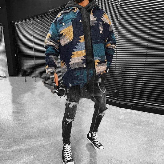 Men's Long-sleeved Shirt Jacket Ethnic Style Jacket - Mubimart