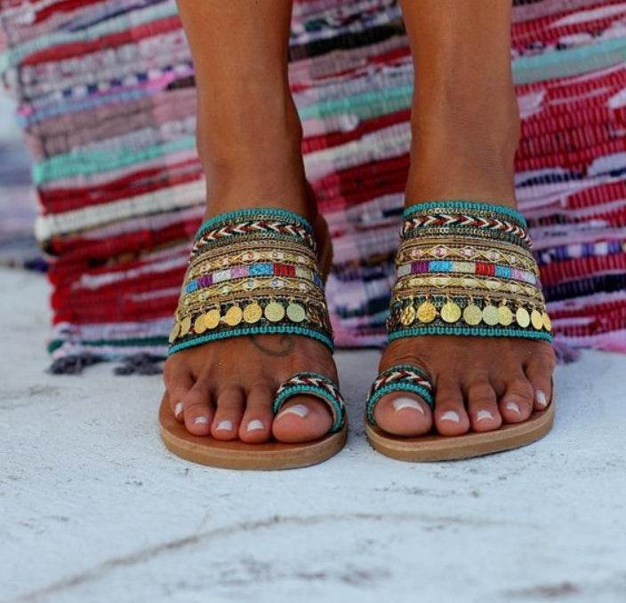 Handmade flat sandals - Mubimart