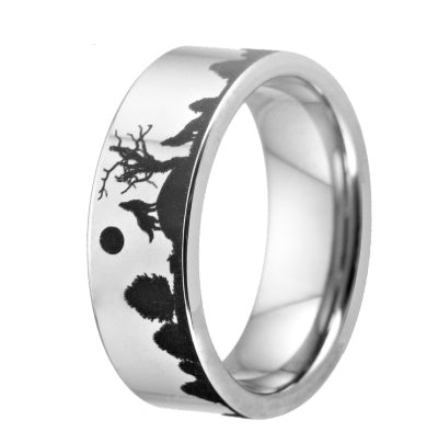 Wolf design ringen voor vrouwen, trouwring voor mannen, 8mm zilveren wolfraam ring, feest sieraden verlovingsring