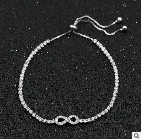 17KM Cubic Zirconia Infinity Bracelets For Women Rose Gold Silver Color Charm Bracelet & Bangle Fashion Geometric Jewelry Gifts - Mubimart