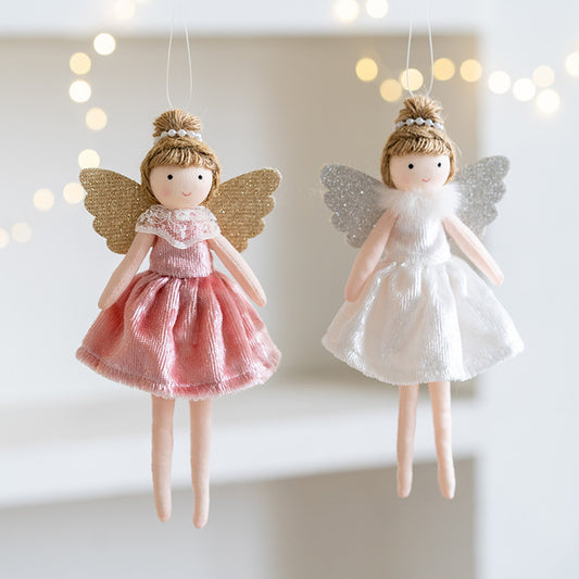 Christmas Decoration High-grade Flannel Ankle-tied Girl Angel Small Pendant