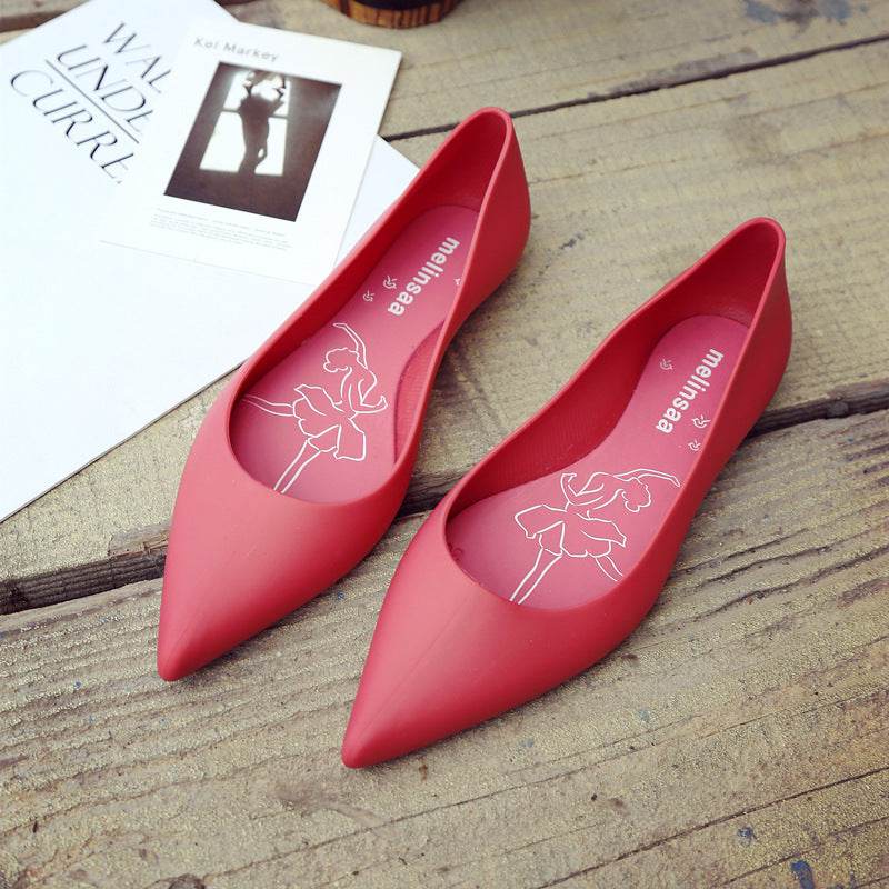 Summer Shallow Rain Boots Women Flat Jelly Shoes - Mubimart