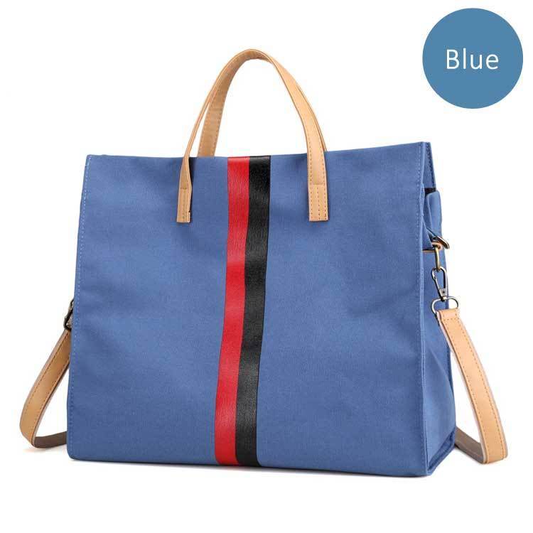 Canvas Ladies Work Bag Women Tote Hand Bag Shoulder Bag for Women Fashion Lady Shopping Canvas Stripe Tote Bags Female Handbags - Mubimart