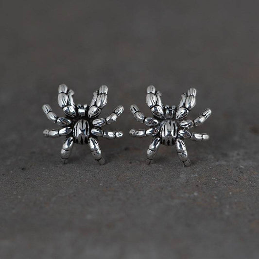 Fashion Men And Women Thai Silver Simple Literary Design Spider Earrings - Mubimart